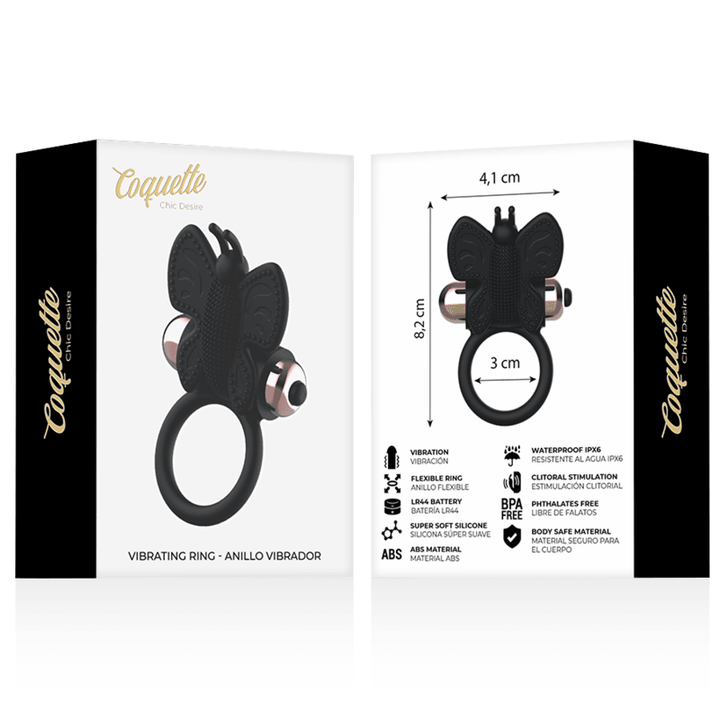 COQUETTE CHIC DESIRE - COCKRING SCHMETTERLING MIT VIBRATOR SCHWARZ/ GOLD - INTIM SPACE Online Sexshop