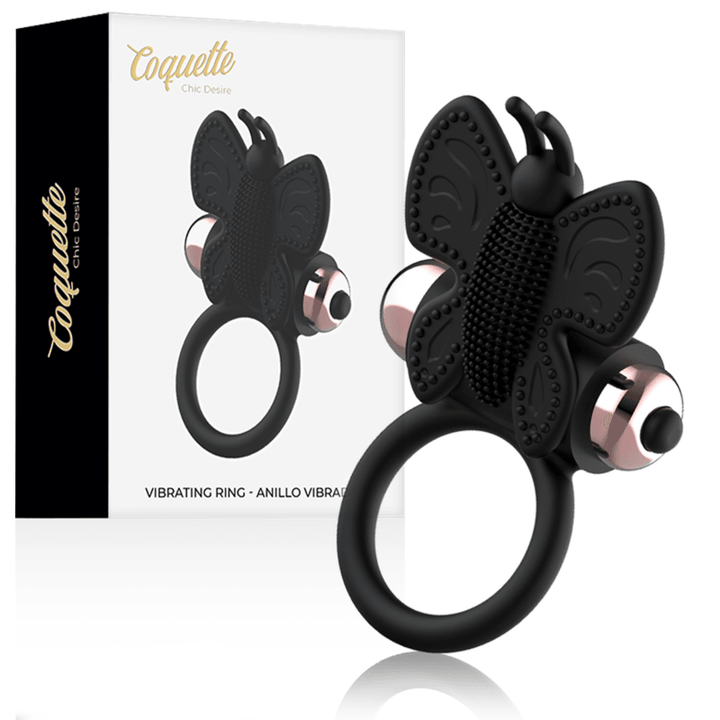 COQUETTE CHIC DESIRE - COCKRING SCHMETTERLING MIT VIBRATOR SCHWARZ/ GOLD - INTIM SPACE Online Sexshop