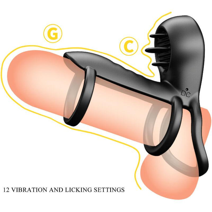 PRETTY LOVE - JAMMY PENIS-HÜLLE 12 VIBRATIONEN MIT WIEDERAUFLADBARER SILIKON-ZUNGE - INTIM SPACE Online Sexshop