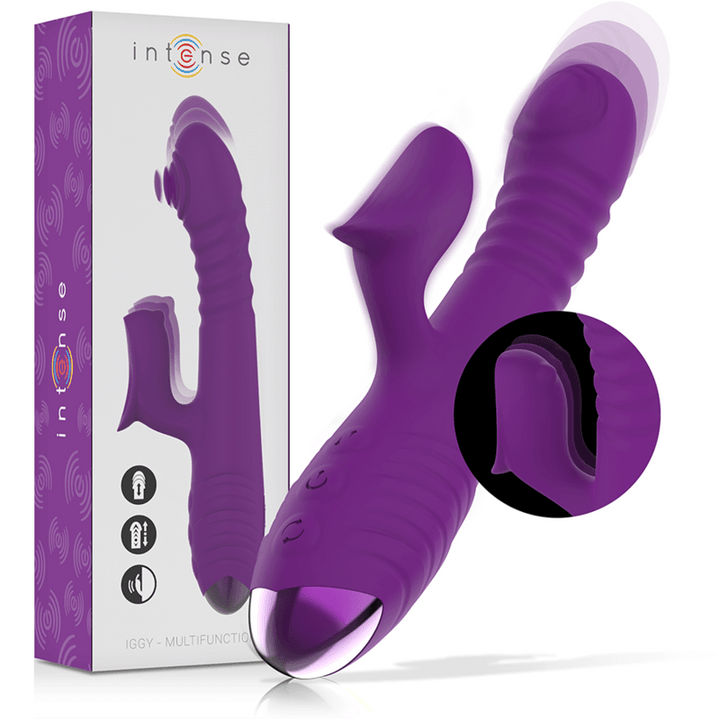 INTENSE - IGGY MULTIFUNKTIONS-WIEDERAUFLADBARER VIBRATOR UP - DOWN MIT KLITORELSTIMULATOR LILA - INTIM SPACE Online Sexshop