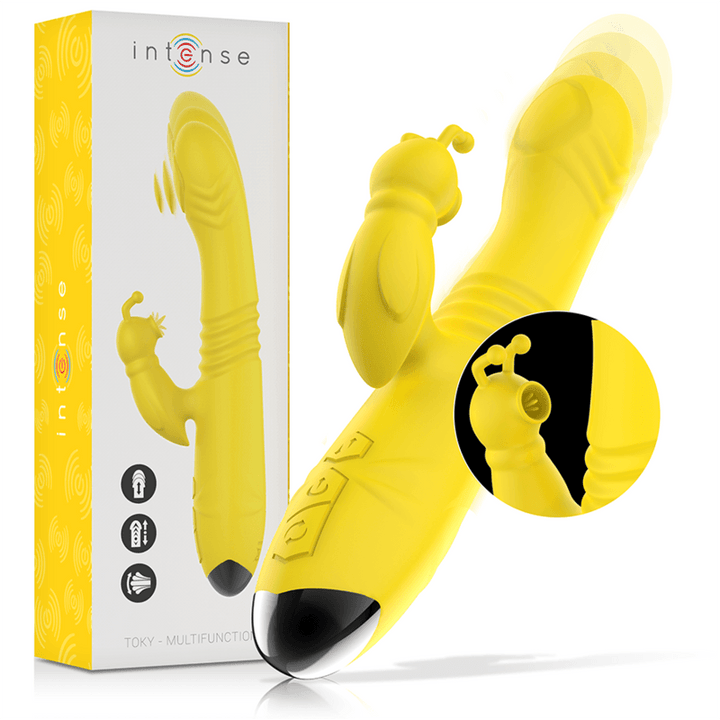 INTENSE - TOKY MULTIFUNKTIONSVIBRATOR UP - DOWN MIT KLITORELSTIMULATOR GELB - INTIM SPACE Online Sexshop