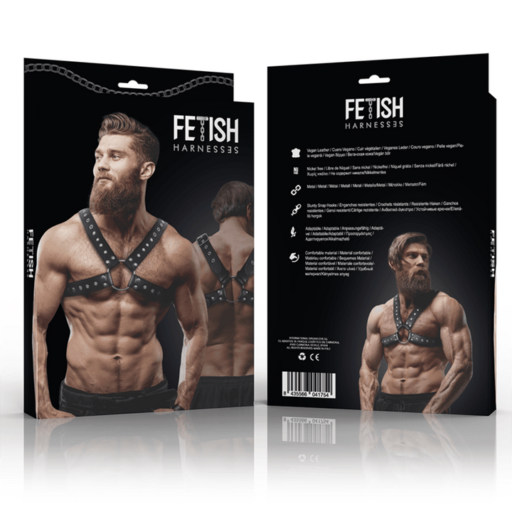 FETISH SUBMISSIVE ATTITUDE - CROSSOVER-BRUSTGESCHIRR AUS ÖKO-LEDER FÜR HERREN MIT NIETEN - INTIM SPACE Online Sexshop