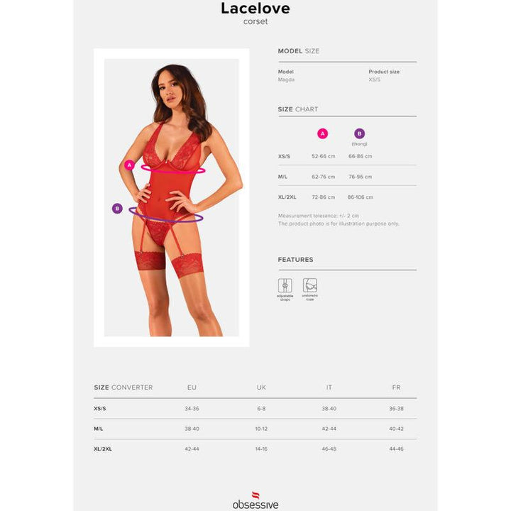 OBSESSIVE - LACELOVE KORSETT ROT XS/S - INTIM SPACE Online Sexshop