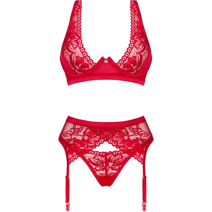 OBSESSIVE - LACELOVE-SET DREITEILIG ROT XS/S - INTIM SPACE Online Sexshop