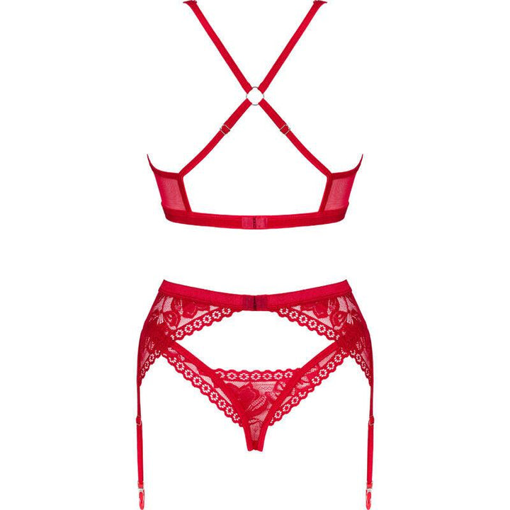 OBSESSIVE - LACELOVE-SET DREITEILIG ROT XS/S - INTIM SPACE Online Sexshop