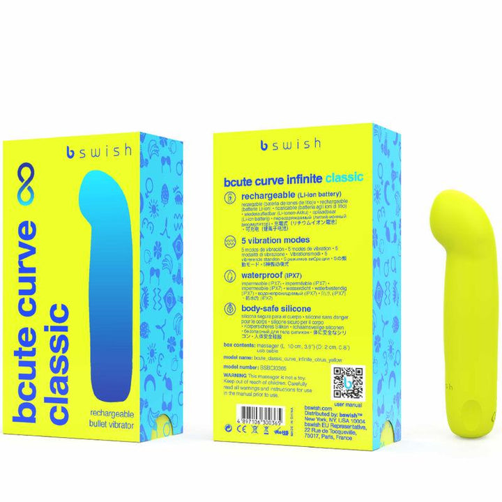 B SWISH - BCUTE CURVE INFINITE KLASSISCHER WIEDERAUFLADBARER SILIKONVIBRATOR GELB - INTIM SPACE Online Sexshop