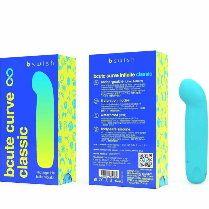 B SWISH - BCUTE CURVE INFINITE KLASSISCHER WIEDERAUFLADBARER VIBRATOR AUS BLAUEM SILIKON - INTIM SPACE Online Sexshop