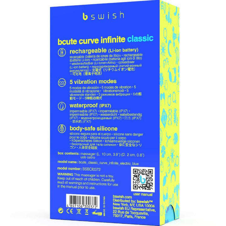 B SWISH - BCUTE CURVE INFINITE KLASSISCHER WIEDERAUFLADBARER VIBRATOR AUS BLAUEM SILIKON - INTIM SPACE Online Sexshop