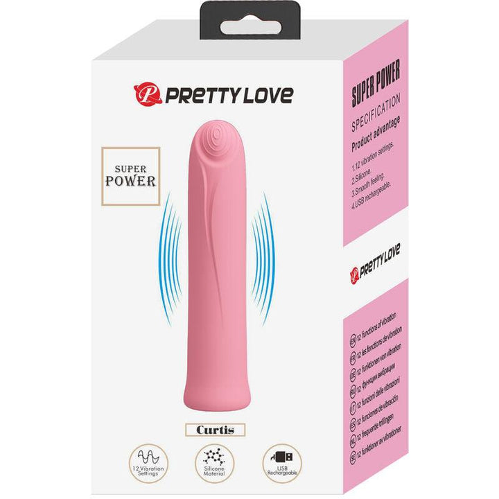 PRETTY LOVE - CURTIS MINI SUPER POWER VIBRATOR 12 ROSA SILIKONVIBRATIONEN - INTIM SPACE Online Sexshop