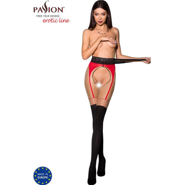 PASSION - TIOPEN 003 ROTE STRUMPFHOSE 1/2 20/40 DEN - INTIM SPACE Online Sexshop