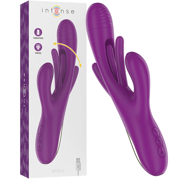 INTENSE - APOLO WIEDERAUFLADBARER MULTIFUNKTIONSVIBRATOR - VIBRATIONEN MIT LILA SCHWINGENDER ZUNGE - INTIM SPACE Online Sexshop