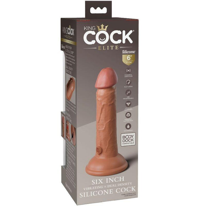 KING COCK - ELITE REALISTISCHER DILDO MIT VIBRATION UND SILIKON 15.2 CM KARAMELL - INTIM SPACE Online Sexshop