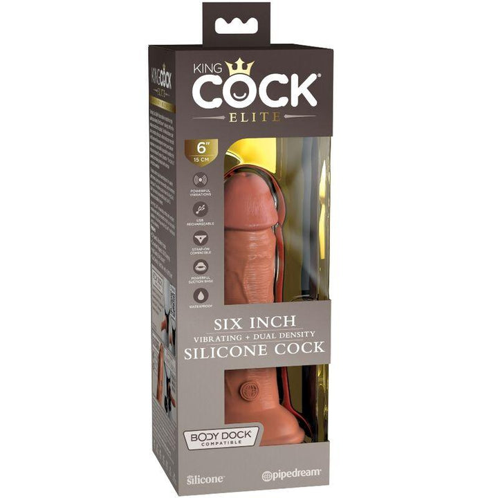 KING COCK - ELITE REALISTISCHER DILDO MIT VIBRATION UND SILIKON 15.2 CM KARAMELL - INTIM SPACE Online Sexshop