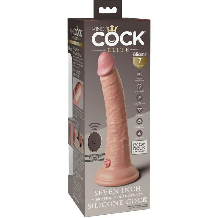 KING COCK - ELITE REALISTISCHER DILDO VIBRATOR - SILIKON FERNBEDIENUNG 17.8 CM - INTIM SPACE Online Sexshop