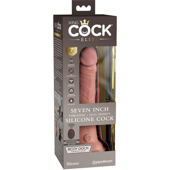 KING COCK - ELITE REALISTISCHER DILDO VIBRATOR - SILIKON FERNBEDIENUNG 17.8 CM - INTIM SPACE Online Sexshop