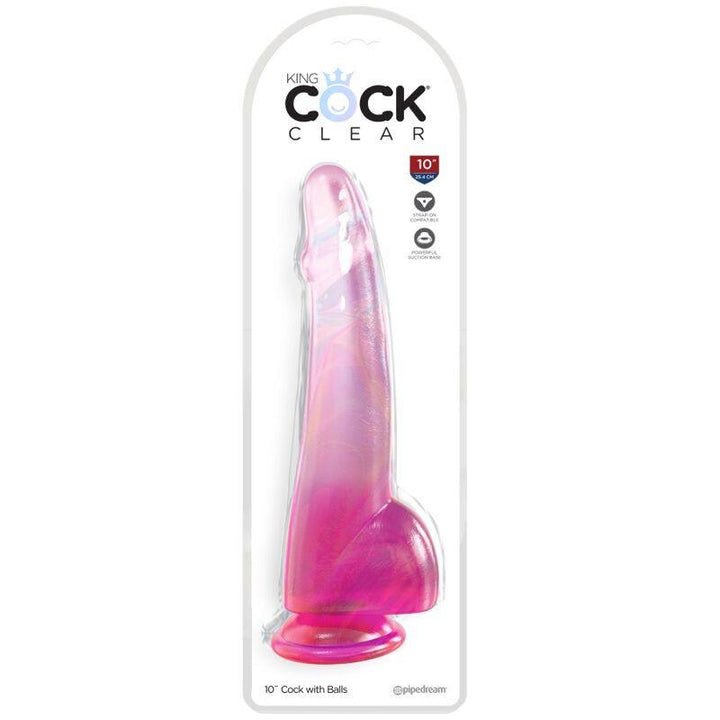 KING COCK - CLEAR DILDO MIT HODEN 19 CM ROSA - INTIM SPACE Online Sexshop