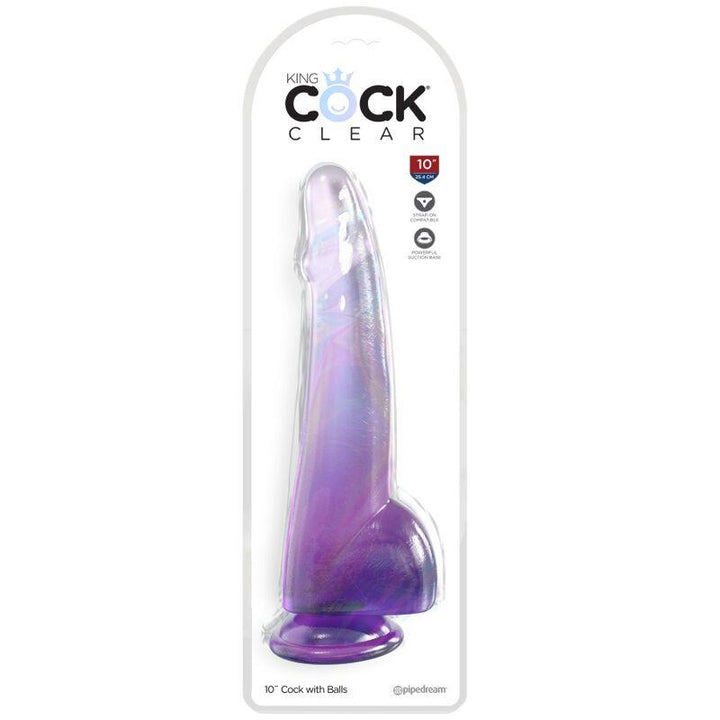 KING COCK - CLEAR DILDO MIT HODEN 19 CM LILA - INTIM SPACE Online Sexshop