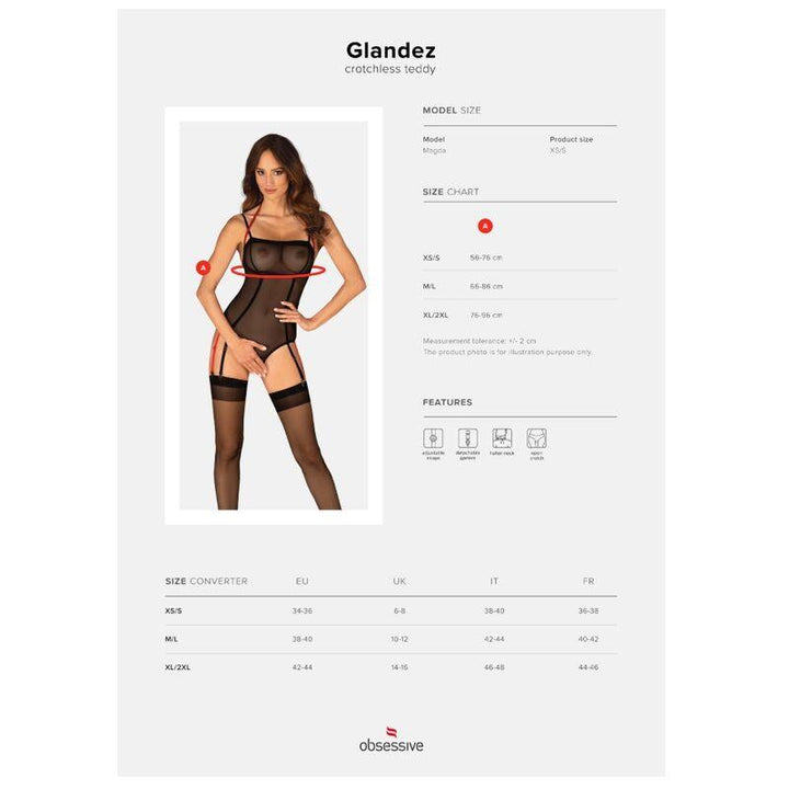 OBSESSIVE - GLANDEZ TEDDY CROTCHLESS XS/S - INTIM SPACE Online Sexshop