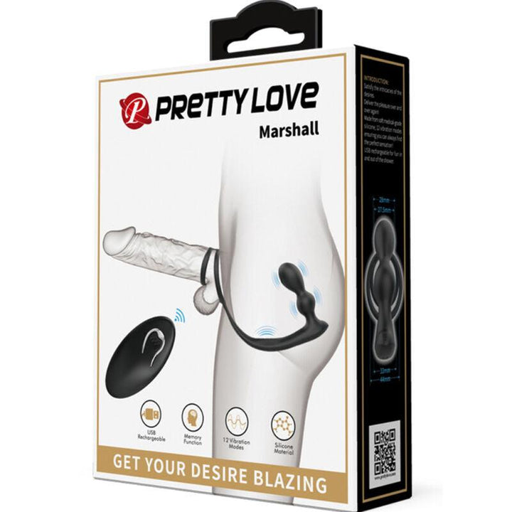 PRETTY LOVE - MARSHALL PENISRING MIT VIBRATORISCHEM ANALPLUG MIT FERNBEDIENUNG - INTIM SPACE Online Sexshop