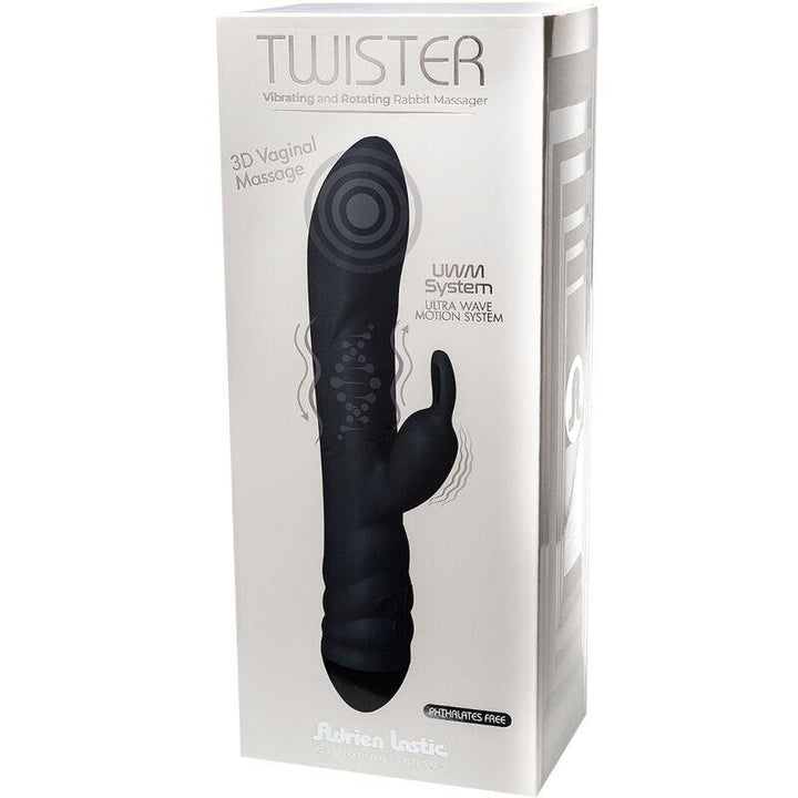 ADRIEN LASTIC - TWISTER VIBRATOR UND ROTATOR MASSAGER RABBIT SCHWARZ - INTIM SPACE Online Sexshop