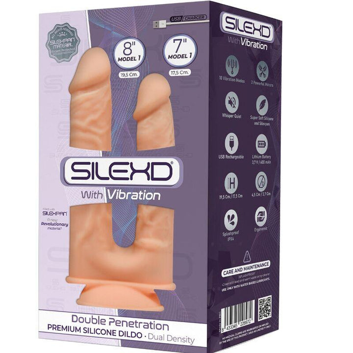 SILEXD - MODELL - REALISTISCHER PENIS-DOPPELPENETRATIONSVIBRATOR PREMIUM SILEXPAN SILIKON 17.5 - 19.5 CM - INTIM SPACE Online Sexshop