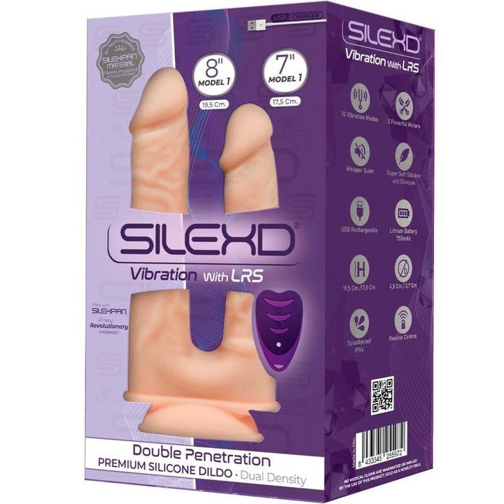 SILEXD - MODELL - REALISTISCHER PENIS-DOPPELPENETRATIONSVIBRATOR PREMIUM SILEXPAN SILIKON FERNBEDIENUNG 17.5 - 19.5 CM - INTIM SPACE Online Sexshop