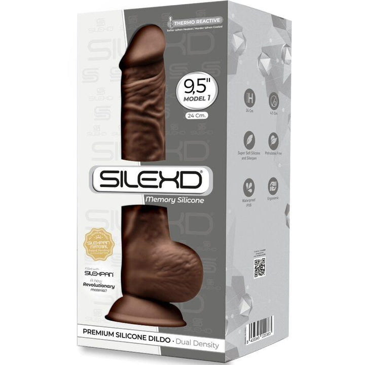 SILEXD - MODEL - REALISTISCHER PENIS PREMIUM SILEXPAN SILIKON BRAUN 24 CM - INTIM SPACE Online Sexshop