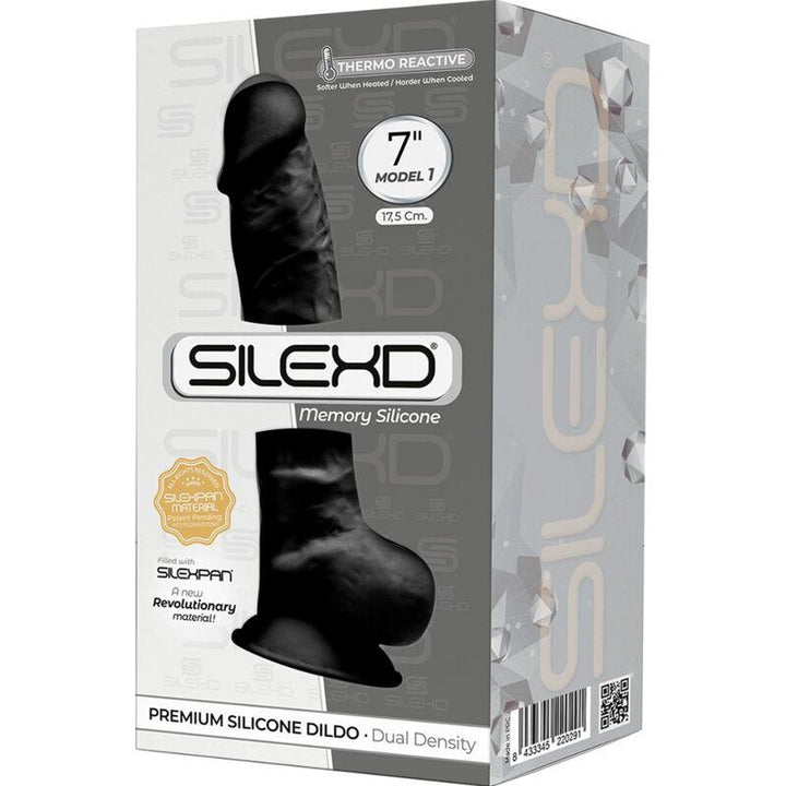 SILEXD - MODELL - REALISTISCHER PENIS PREMIUM SILEXPAN SILIKON SCHWARZ 17.5 CM - INTIM SPACE Online Sexshop