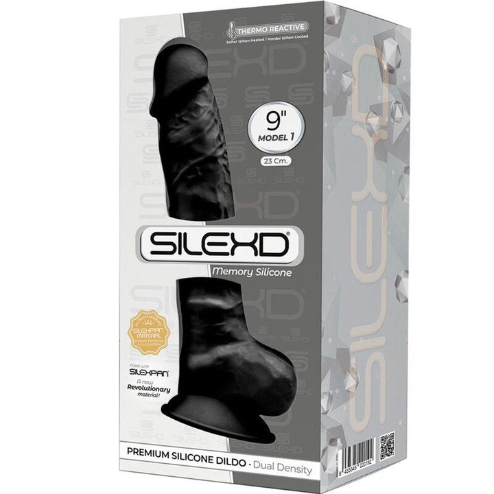 SILEXD - MODELL - REALISTISCHER PENIS PREMIUM SILEXPAN SILIKON SCHWARZ 23 CM - INTIM SPACE Online Sexshop