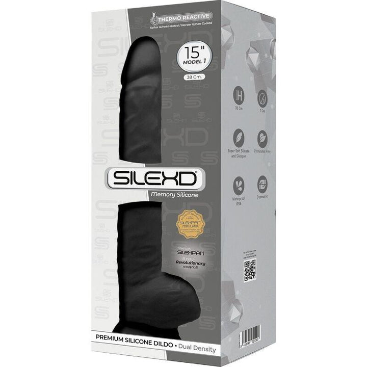 SILEXD - MODEL - REALISTISCHER PENIS PREMIUM SILEXPAN SILIKON SCHWARZ 38 CM - INTIM SPACE Online Sexshop