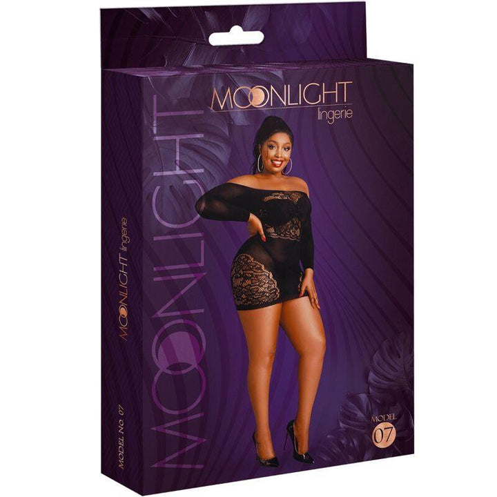 MOONLIGHT - LANGÄRMELIGES KLEID MODELL - SCHWARZ ÜBERGRÖSSE - INTIM SPACE Online Sexshop