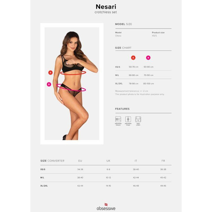 OBSESSIVE - NESARI-SET, ZWEITEILIG, OHUFREI, XS/S - INTIM SPACE Online Sexshop