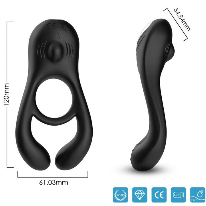 ARMONY - VEYRON DOPPEL-VIBRATOR-RINGSPIELZEUG FÜR PAARE MIT FERNBEDIENUNG SCHWARZ - INTIM SPACE Online Sexshop