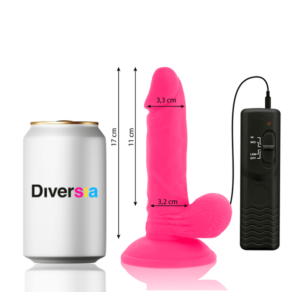 DIVERSIA - FLEXIBLER VIBRIERENDER DILDO ROSA 17 CM -O- 3.3 CM - INTIM SPACE Online Sexshop