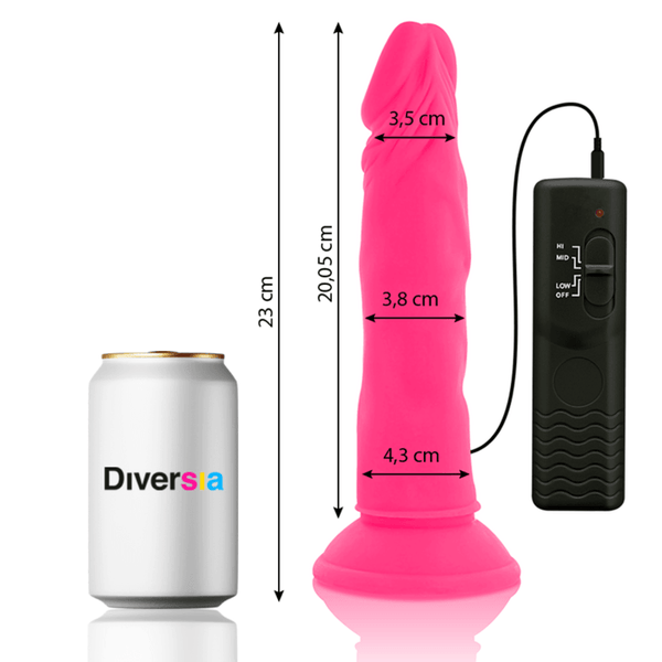 DIVERSIA - FLEXIBLER DILDO MIT VIBRATION ROSA 23 CM -O- 4.3 CM - INTIM SPACE Online Sexshop