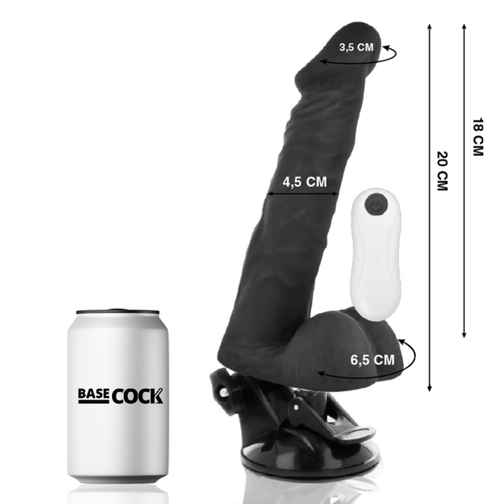 BASECOCK - ARTIKULIERBARER VIBRATOR MIT FERNBEDIENUNG SCHWARZ 20 CM -O- 4.5 CM - INTIM SPACE Online Sexshop