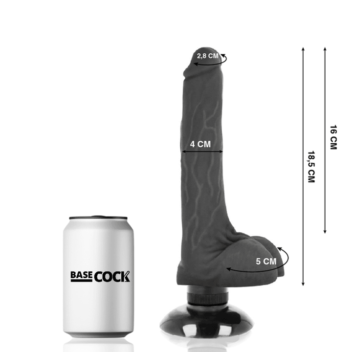 BASECOCK - REALISTISCHER VIBRATOR 2-1 SCHWARZ 18.5 CM -O- - CM - INTIM SPACE Online Sexshop