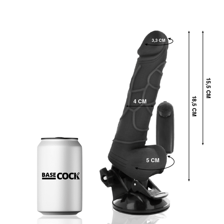 BASECOCK - REALISTISCHER VIBRATOR MIT FERNBEDIENUNG SCHWARZ 18.5 CM -O- 4CM - INTIM SPACE Online Sexshop