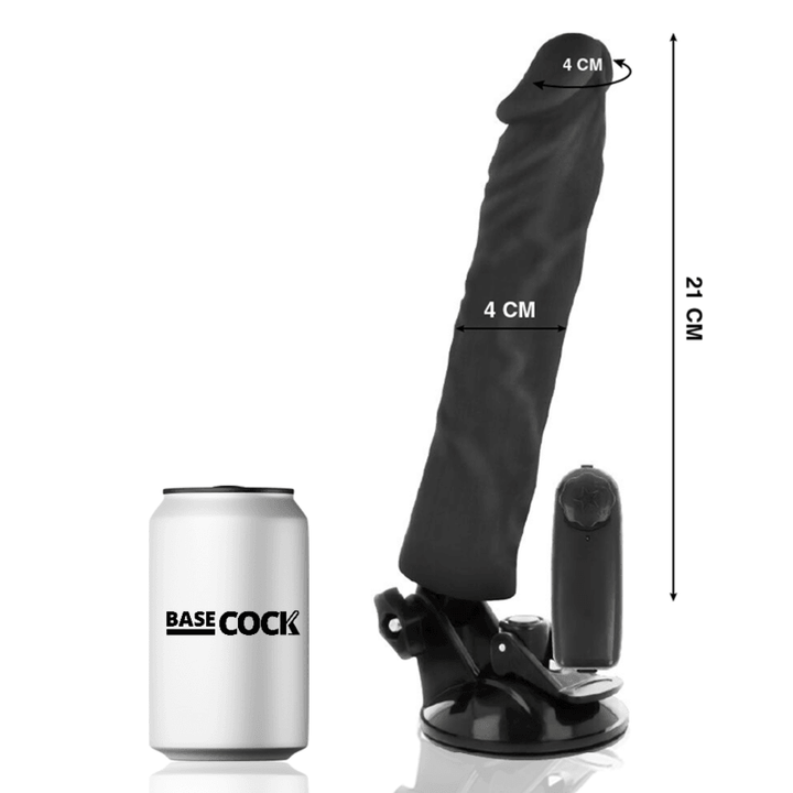 BASECOCK - REALISTISCHER VIBRATOR MIT FERNBEDIENUNG SCHWARZ 21 CM -O- - CM - INTIM SPACE Online Sexshop