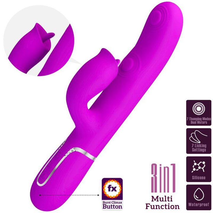 PRETTY LOVE - KANINCHENVIBRATOR MIT LECKENDEM FUCHSIA - INTIM SPACE Online Sexshop