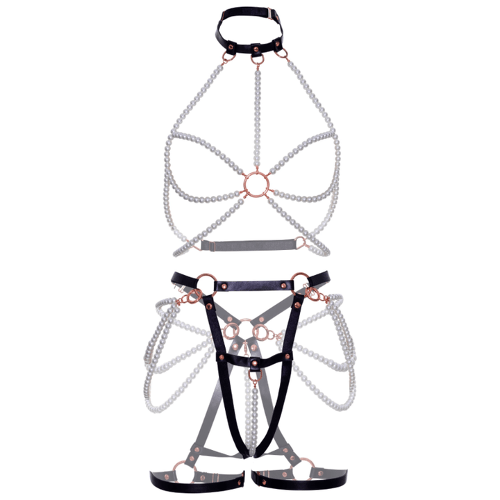 LEG AVENUE - HARNESS BRA - PEARL GARTER S - INTIM SPACE Online Sexshop