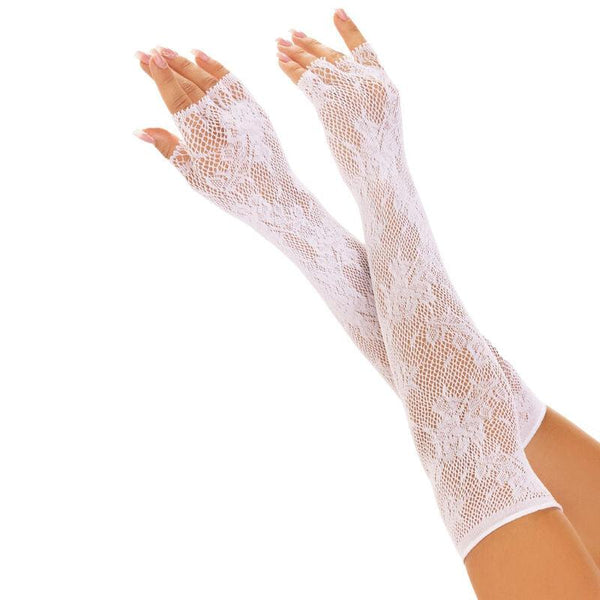 LEG AVENUE - FLORAL NETWORK FINGERLOSE HANDSCHUHE WEISS - INTIM SPACE Online Sexshop