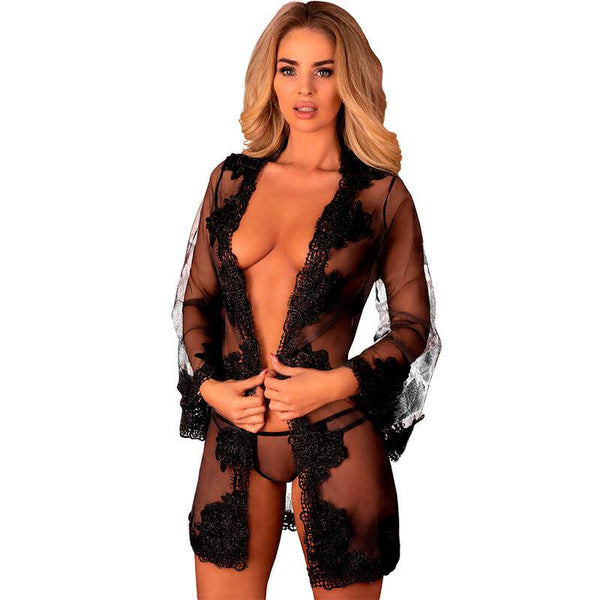 LIVCO CORSETTI FASHION - HERINA LC XG056 MORGENMANTEL - PANTY SCHWARZ EINE GRÖSSE - INTIM SPACE Online Sexshop