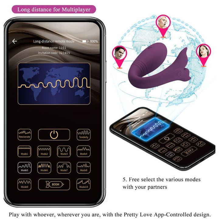 PRETTY LOVE - JAYLEEN VIBRATOR MIT APP-FERNBEDIENUNG LILA - INTIM SPACE Online Sexshop