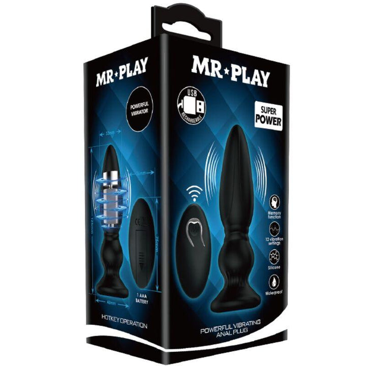 MR PLAY - LEISTUNGSSTARKER VIBRATOR MIT FERNBEDIENUNG, ANALSTECKER, SCHWARZ - INTIM SPACE Online Sexshop