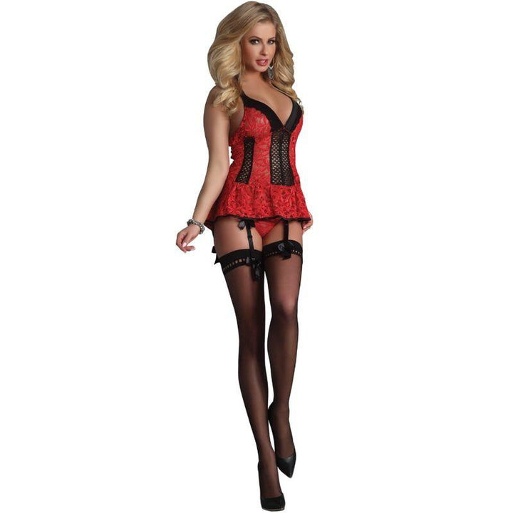 LIVCO CORSETTI FASHION - RED ROSE LC 90130 KORSETT - HÖSCHE ROT L/XL - INTIM SPACE Online Sexshop