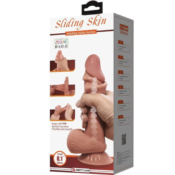 PRETTY LOVE - SLIDING SKIN SERIES REALISTISCHER DILDO MIT SCHIEBENDEM BRAUNEN HAUTSAUGNAPF 19,4 CM - INTIM SPACE Online Sexshop