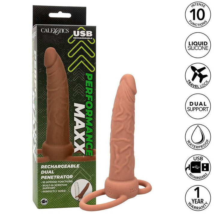 CALEXOTICS - PERFORMANCE MAXX WIEDERAUFLADBARER DUAL-PENETRATOR, BRAUN - INTIM SPACE Online Sexshop