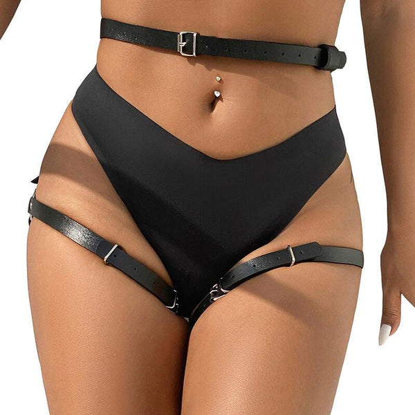 SUBBLIME - LEDER TAILLE UND BEIN HARNESS SCHWARZ EINE GRÖSSE - INTIM SPACE Online Sexshop