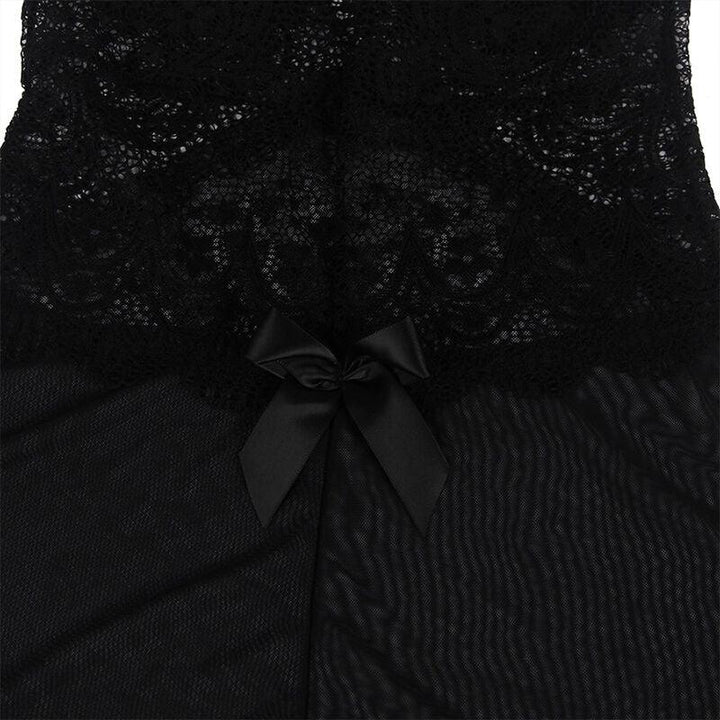 SUBBLIME - BABYDOLL-TÜLLSTOFF MIT SPITZE UND BLUMENDETAIL SCHWARZ S/M - INTIM SPACE Online Sexshop